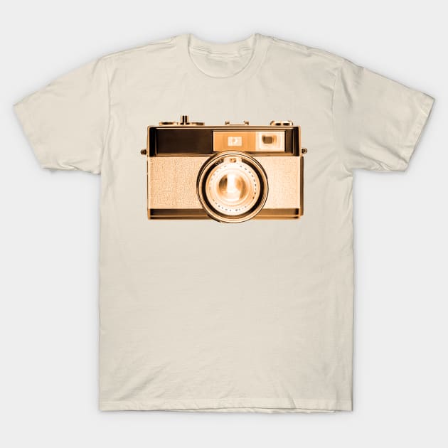 Gold/Orange - Vintage 1960s Rangefinder Camera T-Shirt by DecPhoto